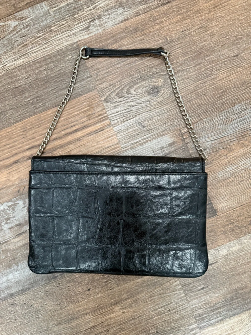 🖤 Nine West Black Crocodile-Embossed Chain Shoulder Bag 🖤